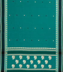 Sea Green Handloom Bengal Cotton Saree With Kamalam Buttas-BG1669