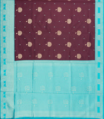 Maroon Woven Blended Aura Saree With Zari Buttas & Zari Border-BL5801