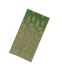 Green Woven Art Linen Saree With Leafy Motifs-BL5640