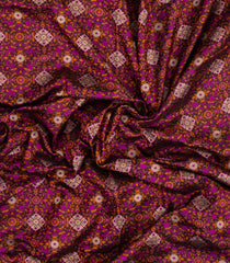 Black Handloom Banarasi Tanchoi Silk Saree With Meena Floral Motifs-BE1847