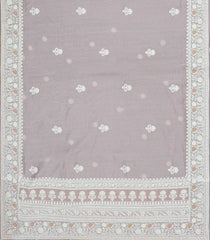Grey Woven Synthetic Blended Saree With Embroidered Motifs-EN2011