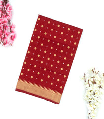 Crimson Handwoven Banarasi Silk Saree With Floral Motifs