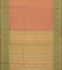 Peach Handloom Kanchipuram Tissue Silk Saree With Meena Floral Motifs-KA13516