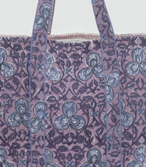 Dusty Pink Bagru Printed Handmade Cotton Quilted Tote Bag-ACS1029