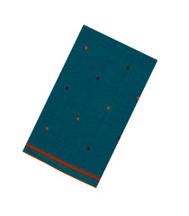 Cyan Handloom Bengal Cotton Saree With Diamond Motifs-BG1852
