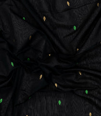 Black Handloom Maheswari Silk Cotton Saree With Buttas-SC4149