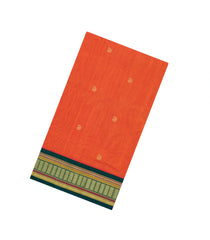 Orange Handloom Silk Cotton Saree With Mango Buttas-SC3936