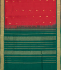 Red Handloom Silk Cotton Saree With Buttas & Contrast Border-SC4475