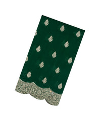 Bottle Green Woven Synthetic Blended Saree With Embroidered Motifs-EN2016