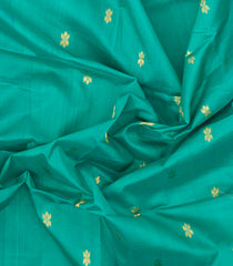 Aquamarine Handloom Silk Cotton Saree With Buttas & Contrast Border-SC4462