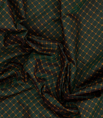 Bottle Green Handloom Silk Cotton Saree With Dotted Checks-SC4268