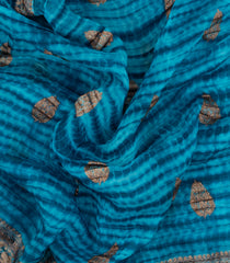 Cyan Woven Organza Saree With Tie & Dye Motifs -KS1052