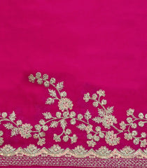 Hot Pink Woven Synthetic Blended Saree With Embroidered Motifs-EN1990