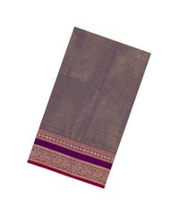 Lilac Handloom Silk Cotton Saree With Zari Stripes-SC4343