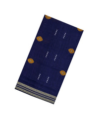Navy Blue Woven Orissa Cotton Saree With Buttas-OR0883
