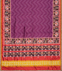 Magenta Handloom Blended  Silk Saree With Ikat Motifs & Hand Embroidered Selvage-EN1710