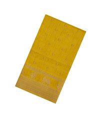 Mustard Printed Art Dola Silk Saree With Stripes & Printed Pallu-BL5764