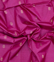 Hot Pink Woven Tussar Silk Saree With Floral Motifs-TU3256