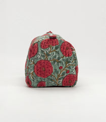 Sage Green Cotton Bagru Printed Toiletry Bag With Zipper-ACS1088