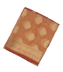 Peach Woven Tissue Saree With Floral Motifs