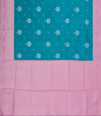 Cyan Woven Blended Aura Saree With Zari Buttas & Zari Border-BL5802