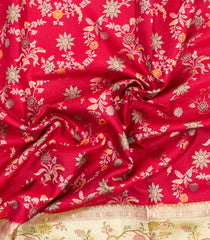 Pink Handloom Kanchipuram Bridal Silk Saree With Contrast Meena Border-KA16282