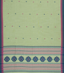 Mint Green Handloom Bengal Cotton Saree With Floral Motifs-BG1629