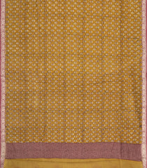 Oil Mustard Printed Chanderi Cotton Saree With Contrast Zari Border-CC1686