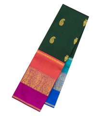 Bottle Green Handloom Korvai Kanchipuram Silk Saree With Ganga Jamuna-KA16020