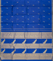 Blue Handloom Kanchipuram Silk Saree With Muniya Buttas-KA13382