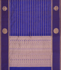 Blue Handloom Silk Cotton Saree With Veldari Stripes-SC4577