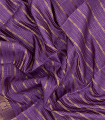 Lilac Printed Art Dola Silk Saree With Stripes & Printed Pallu-BL5756