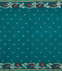 Teal Printed Blended Erode Cotton Saree With Zari Border-SY0459