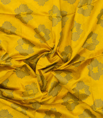Yellow Woven Art Dupion Saree With Printed Tie & Dye Motifs & Contrast Border-BL4978