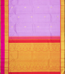 Lavender Handloom Korvai Kanchipuram Silk Saree With Zari Buttas-KA16719