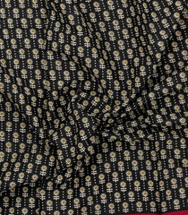 Black Printed Jaipur Cotton Saree With Floral Motifs & Contrast Border-JC1806