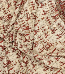 Cream Printed Jaipur Cotton Saree With Printed Tribal Motifs-JC1786