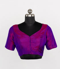 Magenta Readymade Plain Silk Blouse With Elbow Sleeve-RB5256