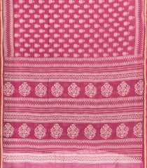 Dusty Pink Printed Chanderi Cotton Saree With Floral Motifs-CC1476