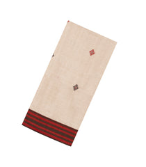 Cream Handloom Bengal Cotton Saree With Geometric Buttas-BG1658