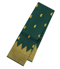 Dark Green Handloom Kanchipuram Silk Saree With Mango Buttas-KA15785