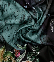 Black Woven Tussar Silk Saree With Printed Fish Motifs-TU3219