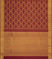 Maroon Handloom Kanchipuram Silk Saree With Checks & Buttas-KA15717