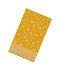 Mustard Handloom Banarasi Silk Saree With Floral Zari Motifs-BE1771
