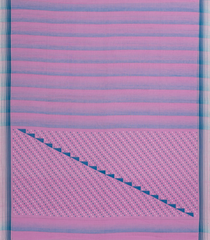 Pink & Grey Handwoven Bengal Cotton Saree With Stripes-BG1525