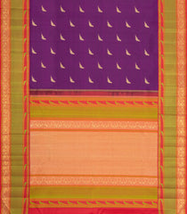 Purple Handloom Korvai Kanchipuram Silk Saree With Zari Buttas-KA16210