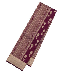 Maroon Handloom Kanchipuram Silk Saree With Stripes & Buttas-KA14764