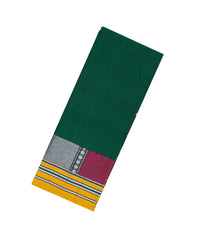 Green Woven Cotton Saree With Kasuti Hand Embroidered Border & Pallu-EN1770