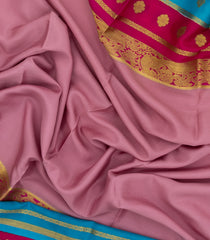 Dusty Pink Woven Mysore Silk Saree With Contrast Double Border-MS3239