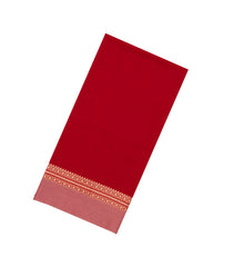Red Woven Bengal Cotton Saree With Contrast Border-BG1752